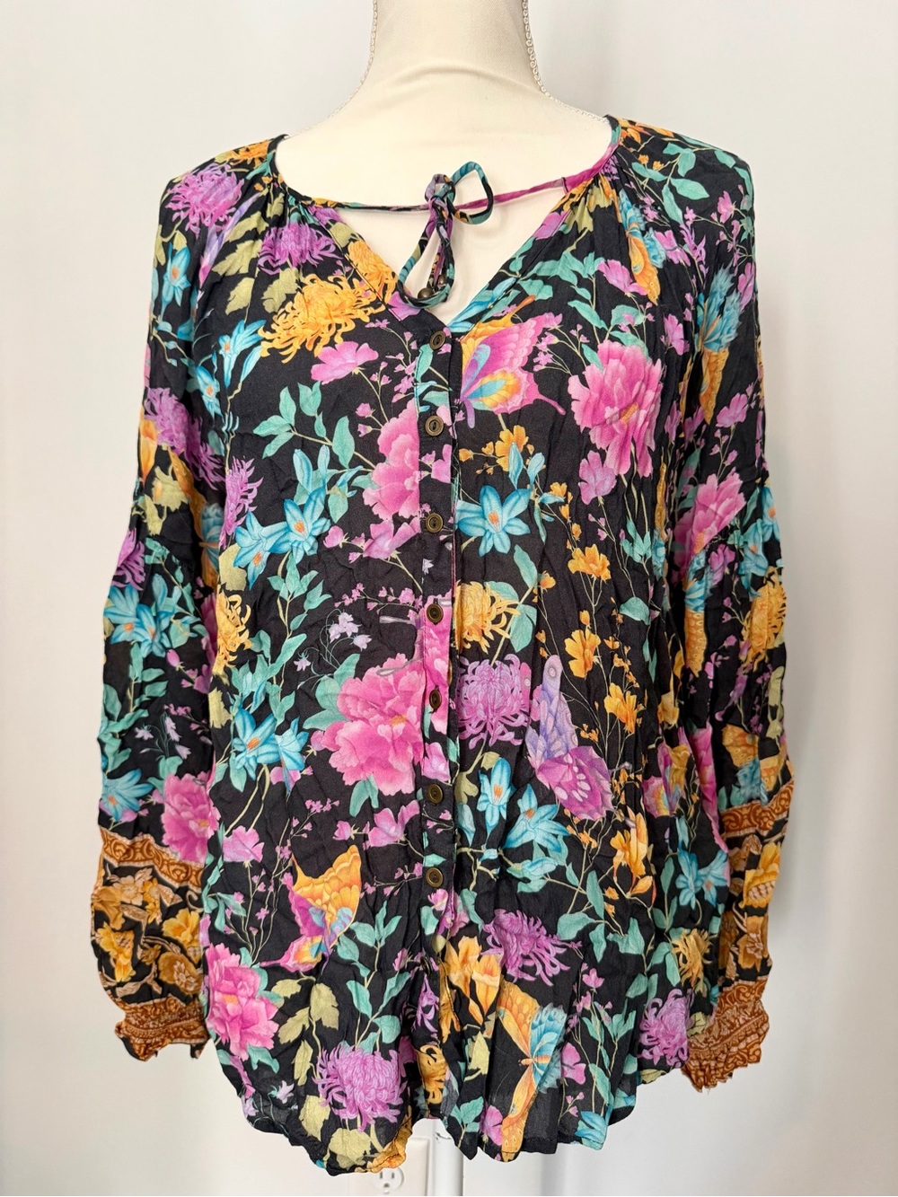 Spell & the Gypsy Butterfly Blouse Butterfly Floral Blouson Sleeves